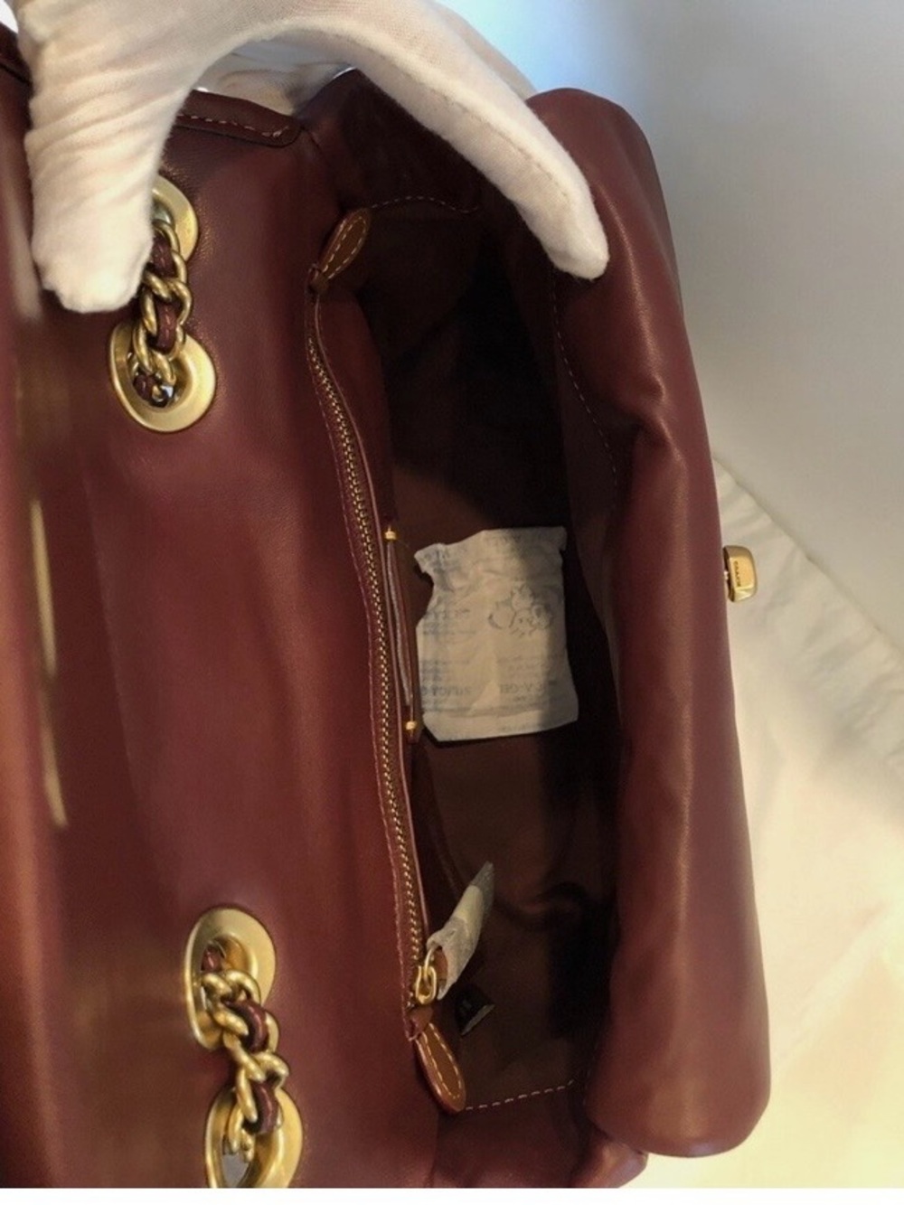 Coach Quilted Shoulder Bag in Burgundy with Gold Hardware - Picture 5 of 6